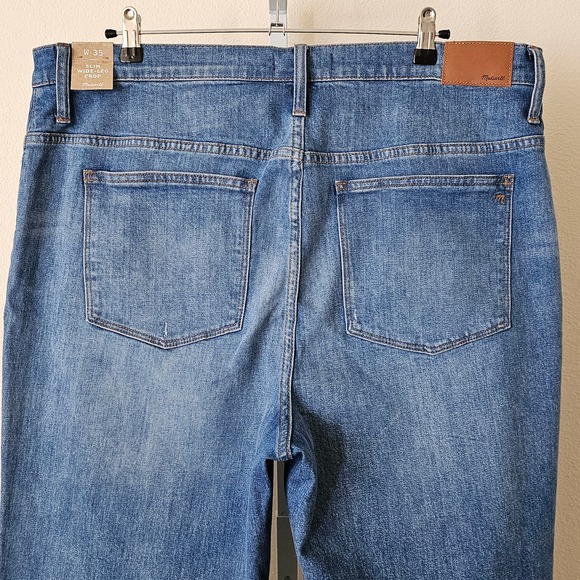 MADEWELL Women's Slim Wide- Leg Crop Blue Jeans in Garrett Wash Sz 35 - Picture 8 of 16